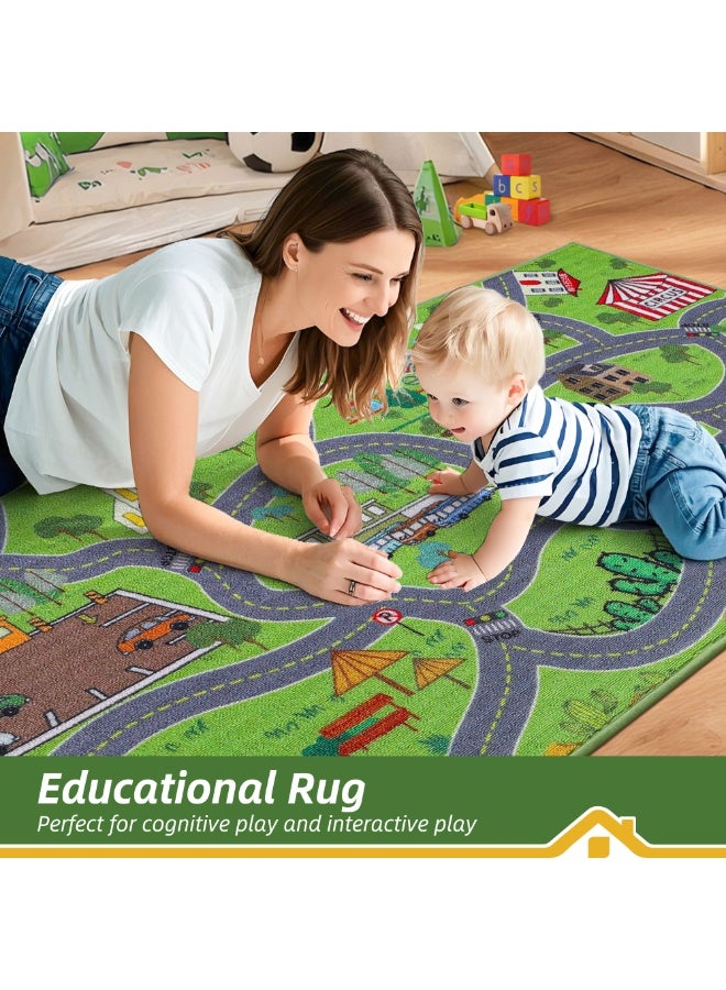 EBREEZZ Kids' City Road & Traffic Play Carpet – Educational Interactive Town Map Rug - Image 5